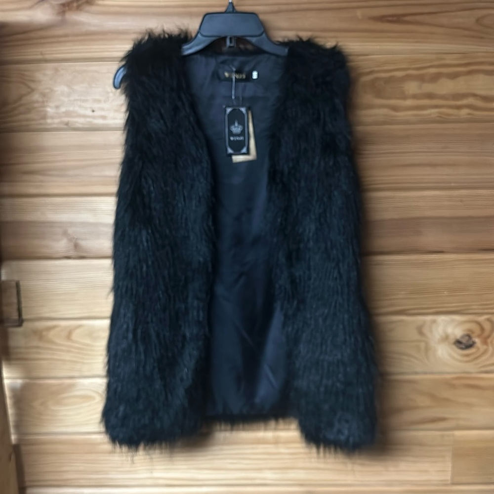 Wenxi Faux Fur Vest Black Size Medium